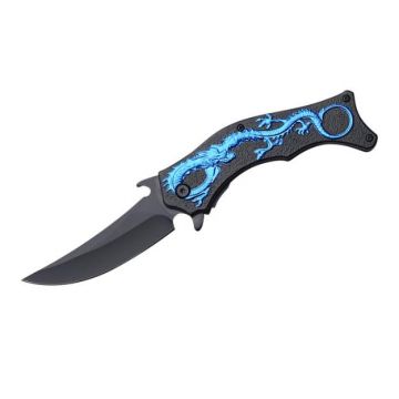 Snake Eye Fantasy Dragon Style Spring Assist Knife 4.5" Closed SE-993BL